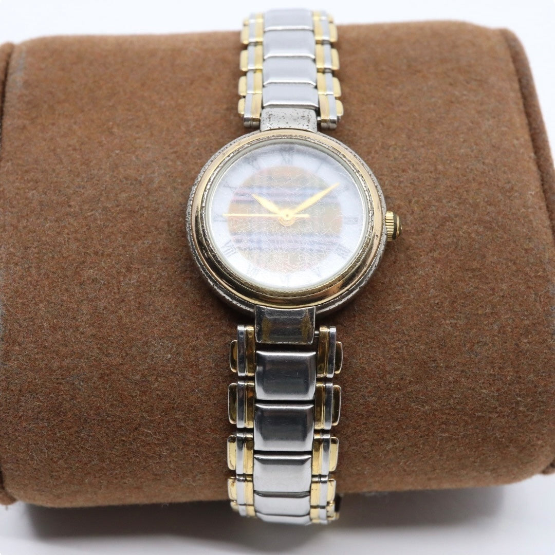 【電池交換済】バーバリー Burberrys 腕時計 11500L レディースウォッチ クォーツ コンビ シルバー ゴールド ローマンインデックス ホースロゴ クラシック ヴィンテージ アナログ 稼働品 G3