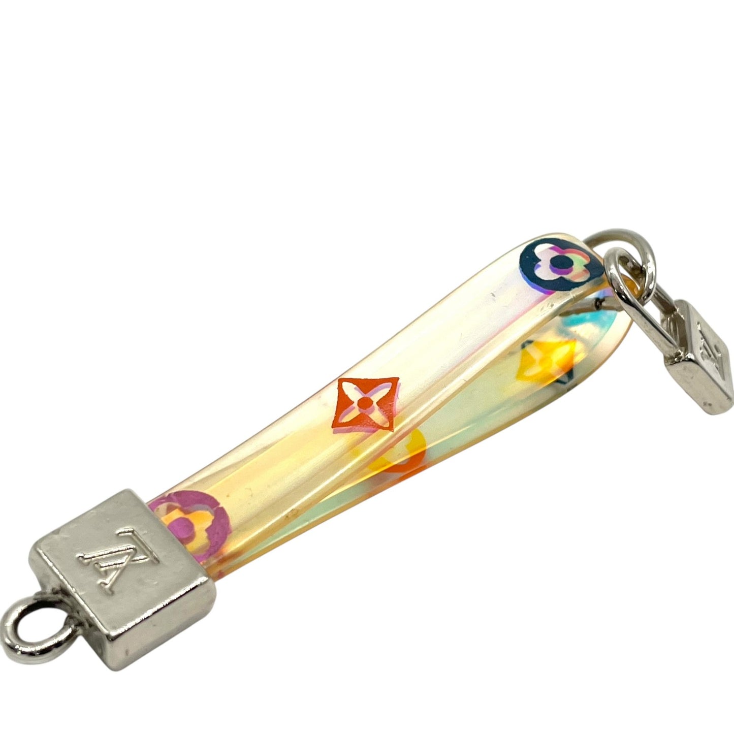 ルイヴィトン LOUIS VUITTON LV キーホルダー バッグチャーム モノグラム イエロー シルバー イリュージョン キーリング LVロゴ アクリル メタル 箱付き