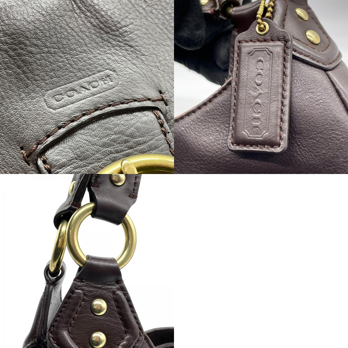コーチ COACH ハンドバッグ キャンベル F24686 ダークブラウン オールレザー ベルトデザイン ゴールド金具 斜め掛け可 レディース U17