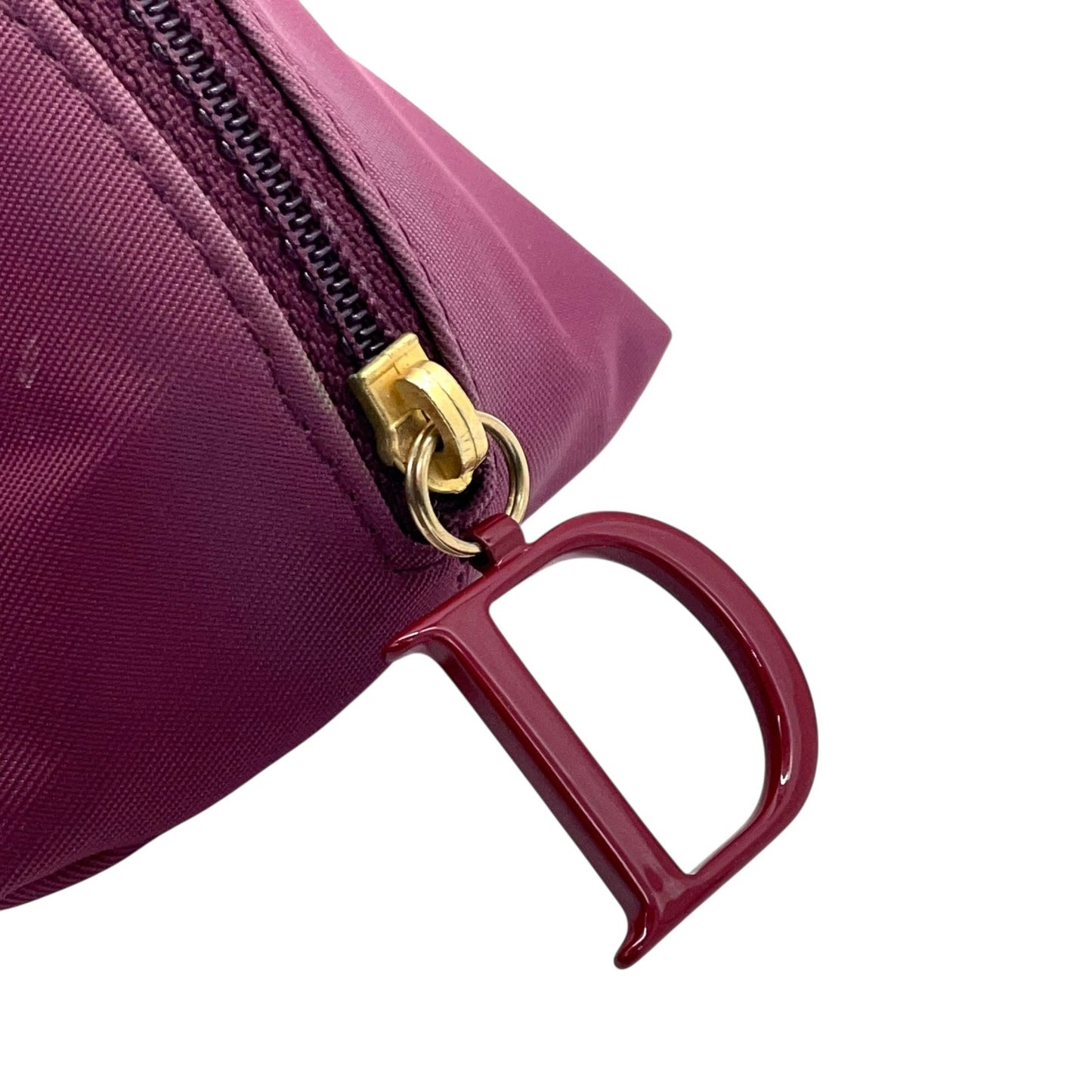 クリスチャンディオール Christian Dior アクセサリーポーチ ワインレッド ナイロン 化粧ポーチ コスメポーチ ロゴ刻印 レディース W4