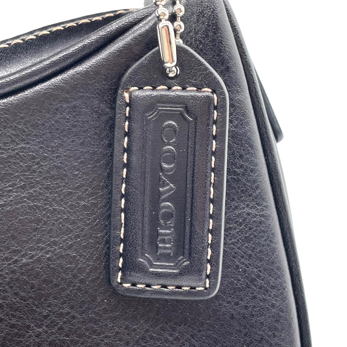 コーチ COACH レザー ワンショルダー バッグ 7593 ホーボー 黒 ブラック シルバー金具 ロゴチャーム付き シンプル 高級感 レディース U17
