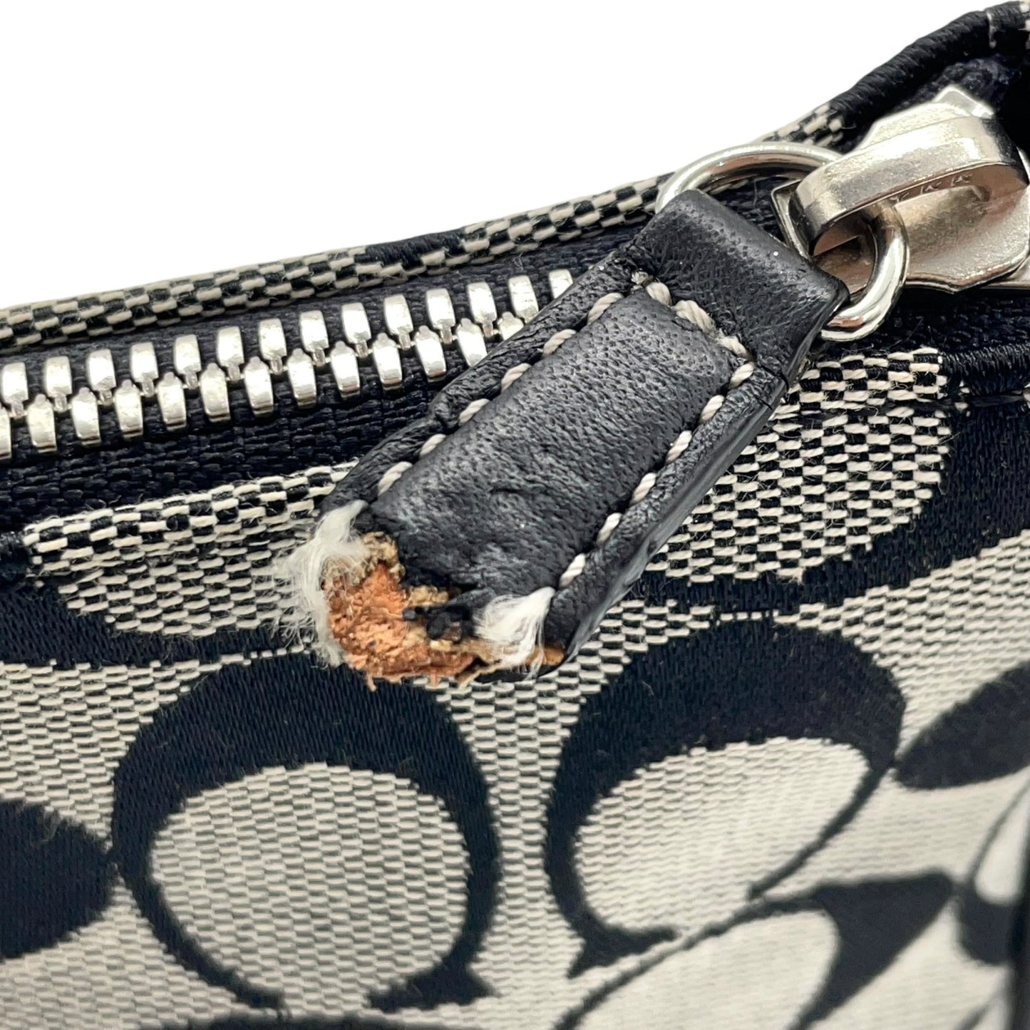 コーチ COACH シグネチャー ワンショルダー ホーボー バッグ 6094 ブラック 黒 グレー キャンバス レザー ロゴ金具 レディース U17