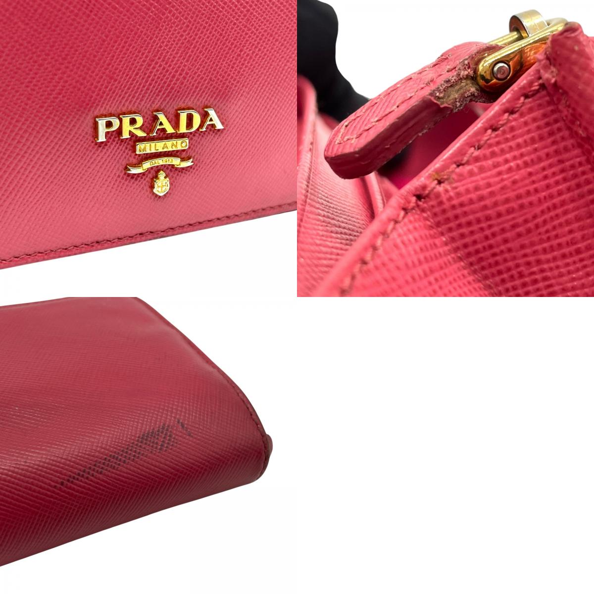 PRADA プラダ 長財布 ロングウォレット サフィアーノレザー フラップ ピンク バイカラー ゴールド金具 ロゴ レディース W3