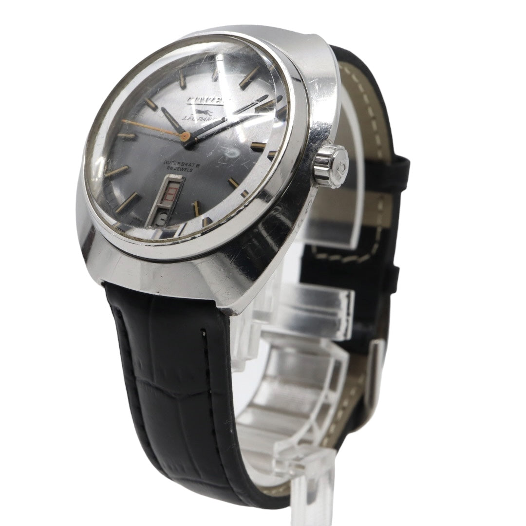 シチズン CITIZEN レオパード スーパー ビート8 自動巻き 腕時計 Ref.4-720431 1970年代 ステンレススチール ブルー×ゴールド レザー 23石 メンズ G4