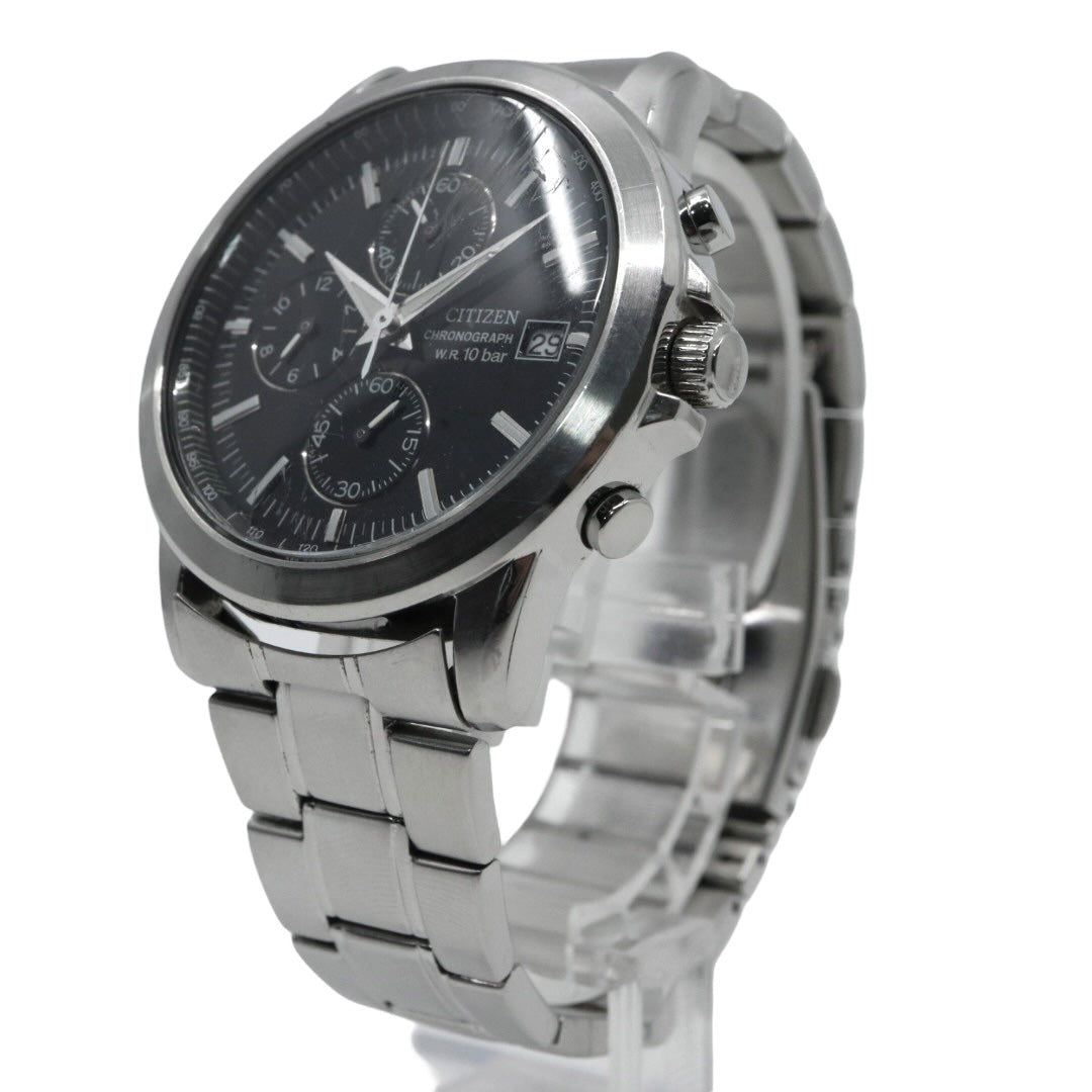 citizen シチズン クオーツ クロノグラフ 腕時計 0510-K002320 ブラック文字盤 ステンレススチール 10気圧防水 メンズ G8
