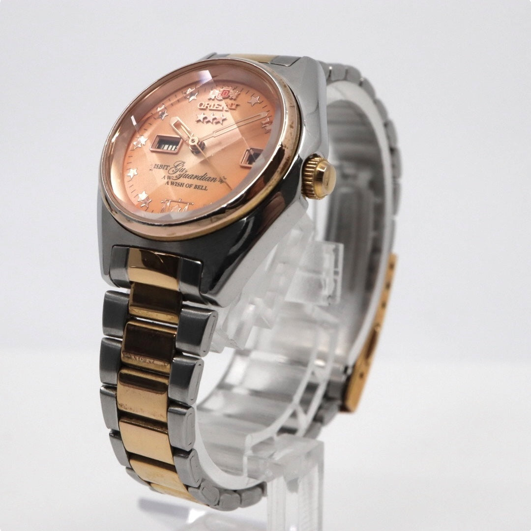 【美品】 ORIENT オリエント ガーディアン 自動巻き 腕時計 NQ1V-U0 オレンジ ゴールド ツートン ステンレススチール レディース G8