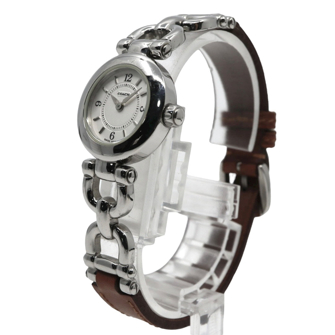 コーチ COACH 腕時計 レディース クォーツ 白文字盤 シルバー レザーベルト 6.239.173 アナログ ウォッチ 上品 エレガント ビジネス フォーマル カジュアル シンプル 希少 レア 馬車ロゴ クラシック 1023H046-1 G10