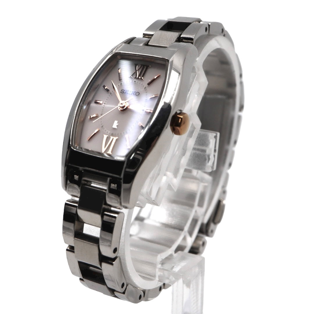 SEIKO セイコー ルキア LUKIA ソーラー V117 トノーケース ローマンインデックス ステンレススチール ピンクゴールドカラー針 レディース腕時計 G11