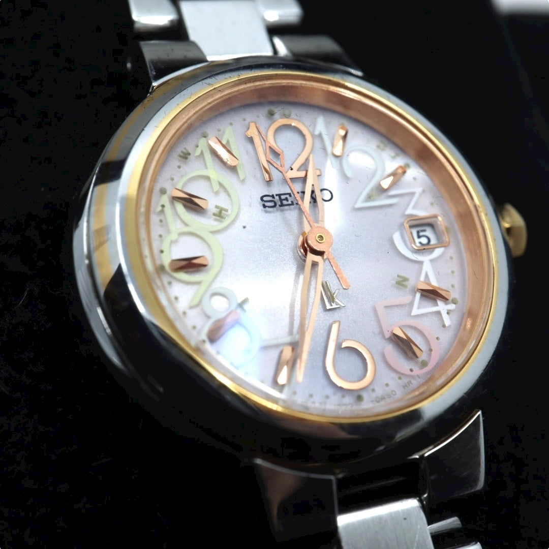 SEIKO Lukia ピンク文字盤 アラビアインデックス 電波ソーラー 26mm ラウンドフェイス ステンレススチール レディースウォッチ G11