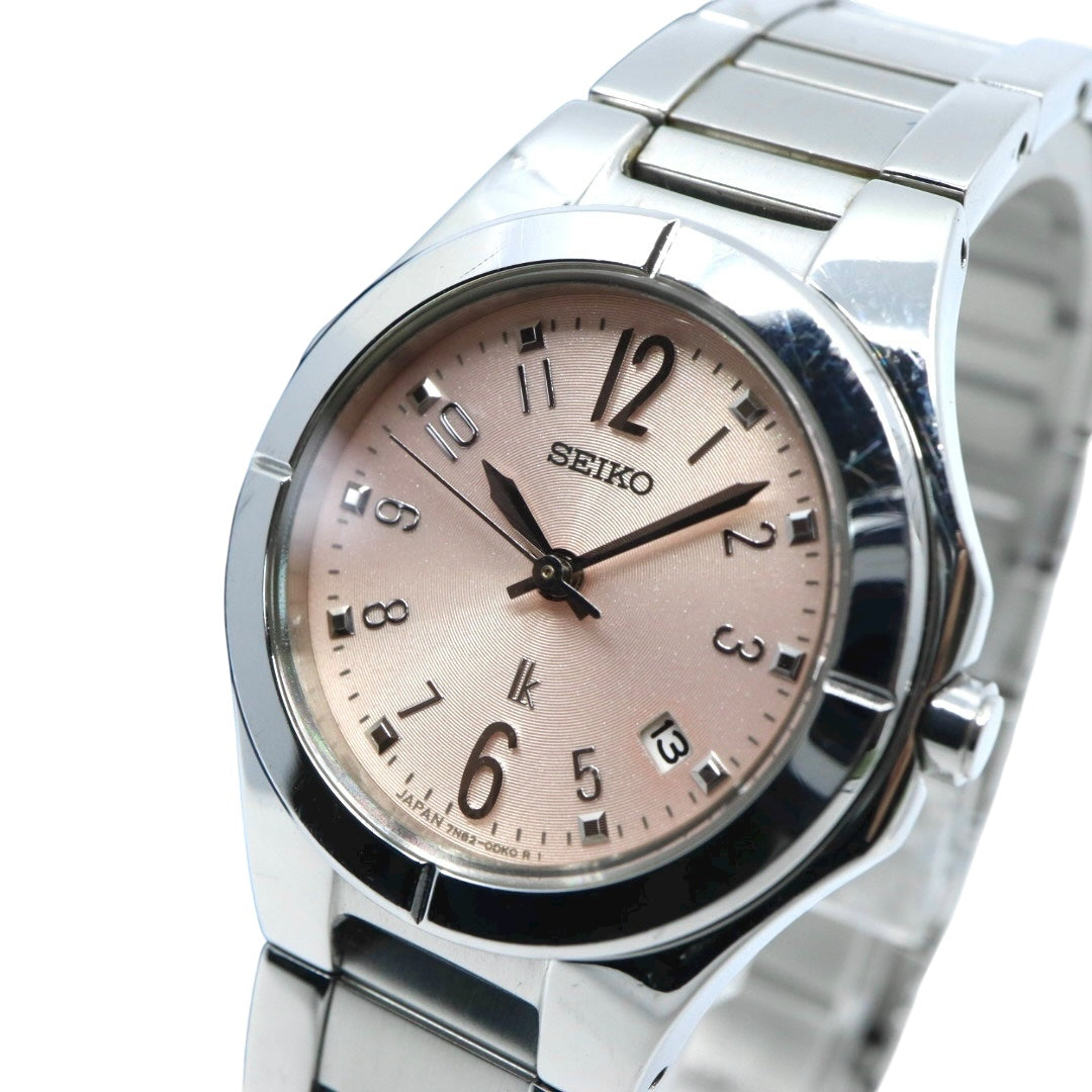 SEIKO セイコー LUKIA ルキア 7N82 ピンク文字盤 ステンレス レディース クオーツ デイト 上品ウォッチ I2
