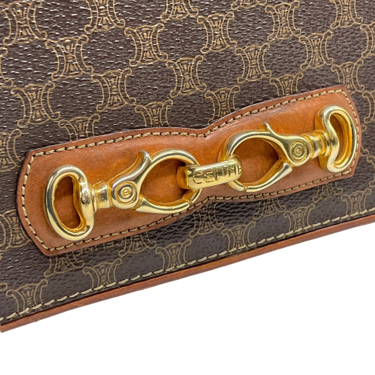 CELINE セリーヌ マカダム ショルダーバッグ ヴィンテージ オールドセリーヌ PVC レザー ゴールド金具 フラップデザイン 1980s 1990s クラシック クロスボディ k1