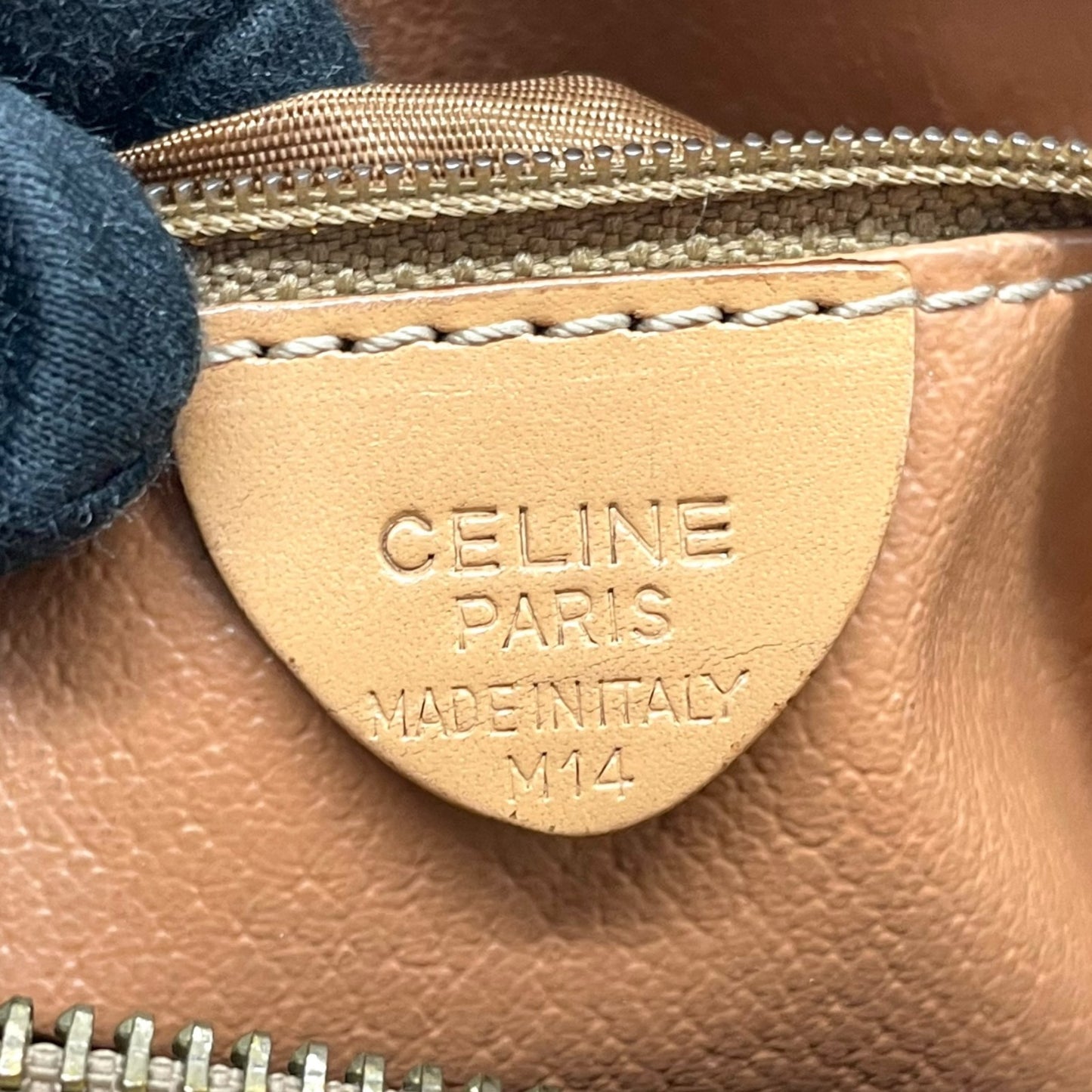 Authentic CELINE Trionf Monogram 2WAY Handbag Mini Boston Bag Shoulder Bag Leather Brown Gold Hardware Zipper Crossbody Women's