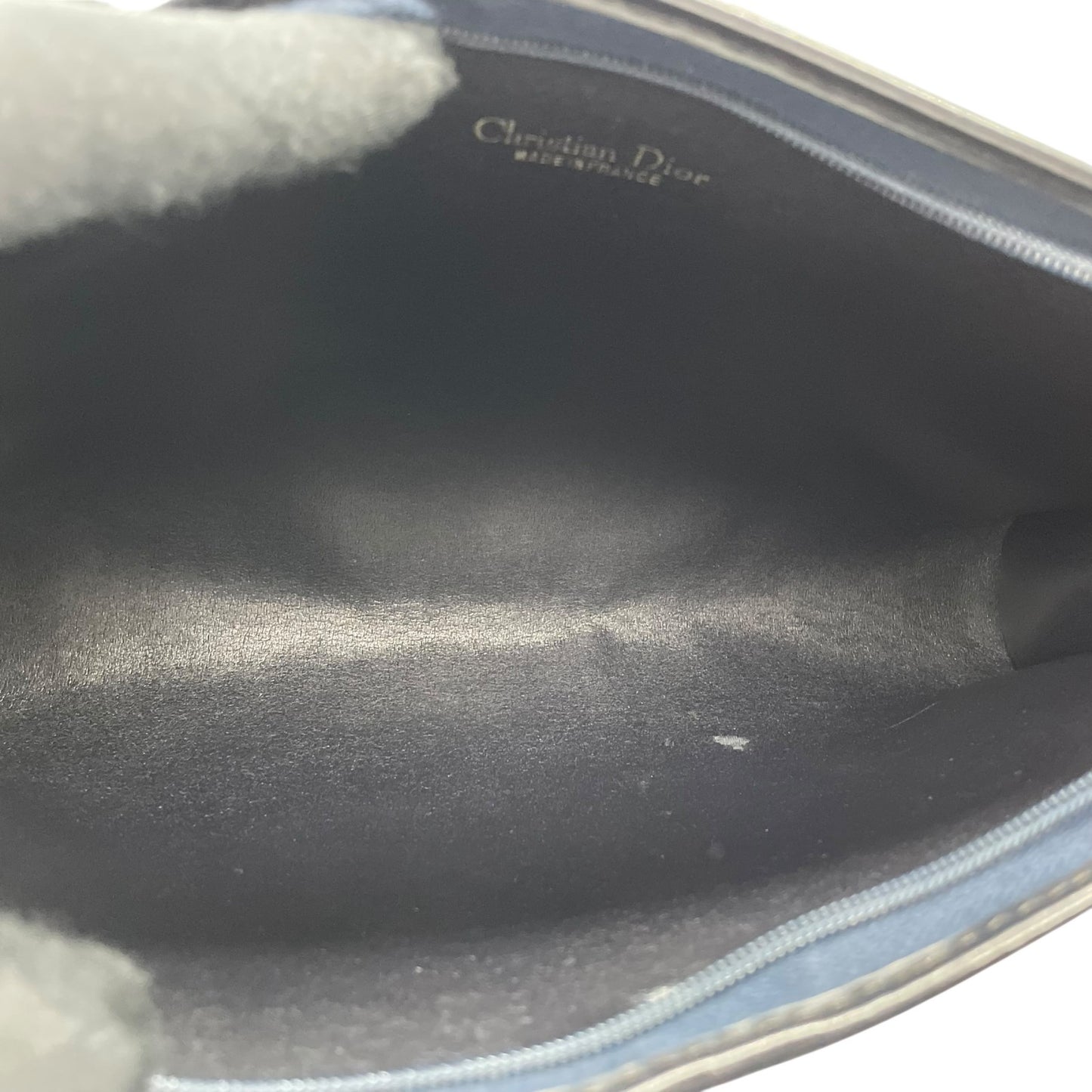 Authentic DIOR Trotter Clutch Bag Navy Canvas Gold Hardware Zipper Men's Vintage