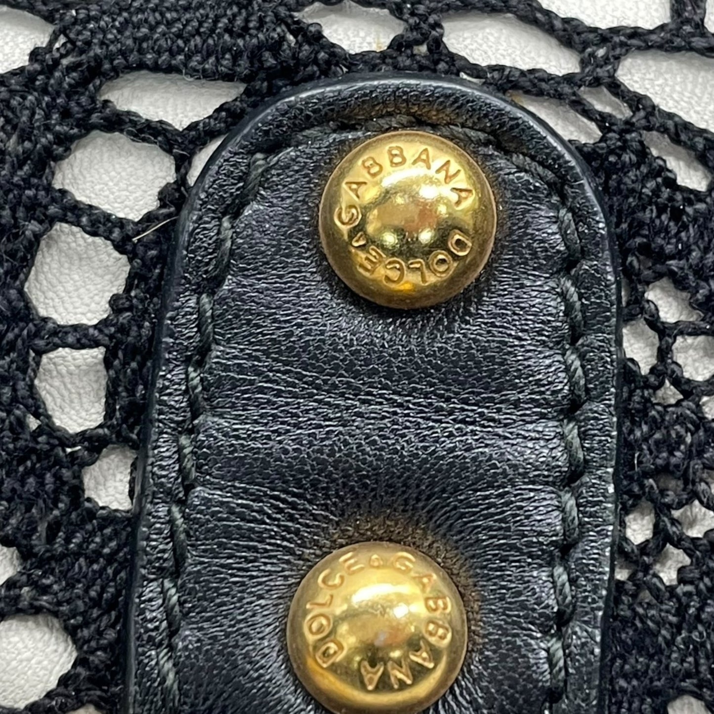 Authentic DOLCE&GABBANA Sicily Heritage 2WAY Handbag Tote Shoulder Bag Black White Ivory Lace Leather Gold Hardware Women's