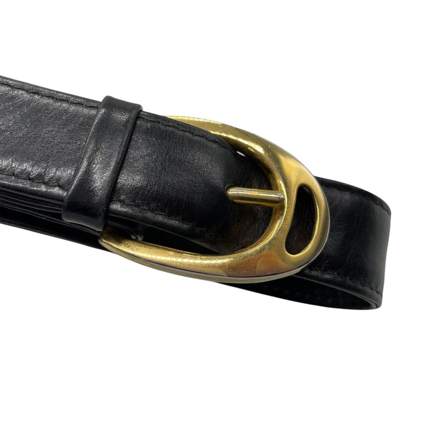 Authentic CELINE Shoulder Bag Black Leather Horse Carriage Gold Hardware Vintage Women's Crossbody