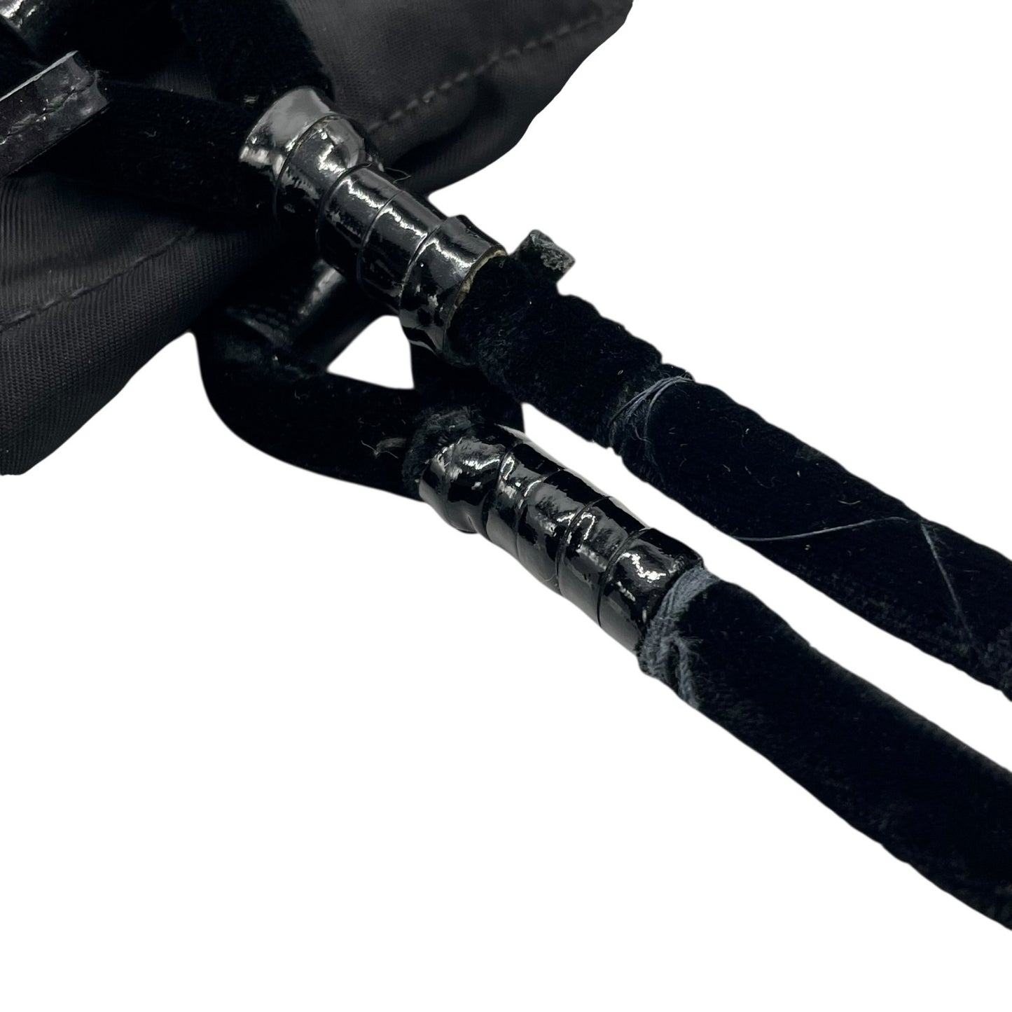 Authentic PRADA Black Handbag Tote Triangular Logo Plate Nylon Patent Leather Silver Hardware Shoulder Bag Men's Women's