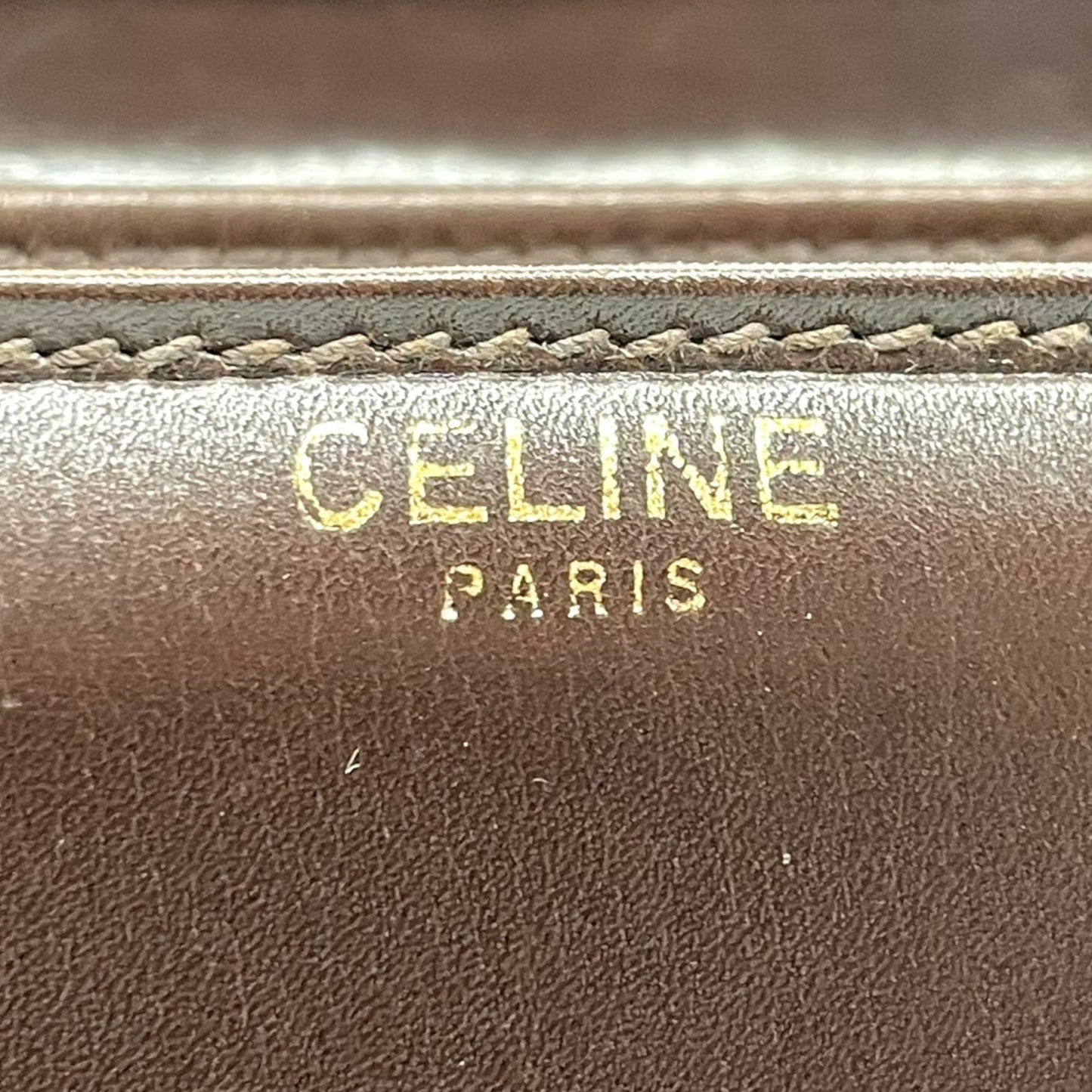 美品 CELINE セリーヌ ハンドバッグ ヴィンテージ 茶 ブラウン レザー ゴールド金具 トップハンドル 手提げ フラップ開閉 ロゴ トリオンフ レディース C