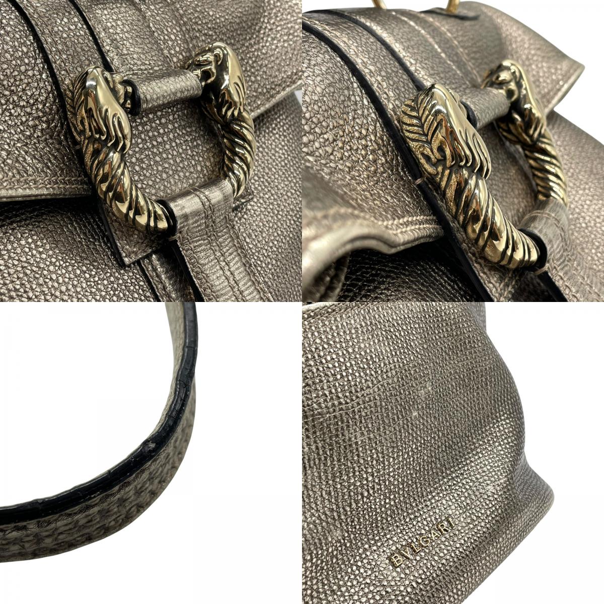 美品 BVLGARI ブルガリ レオーニ 2way ハンドバッグ ショルダーバッグ シルバー 本革 レザー レディース 希少モデル ブランドバッグ 鞄 A