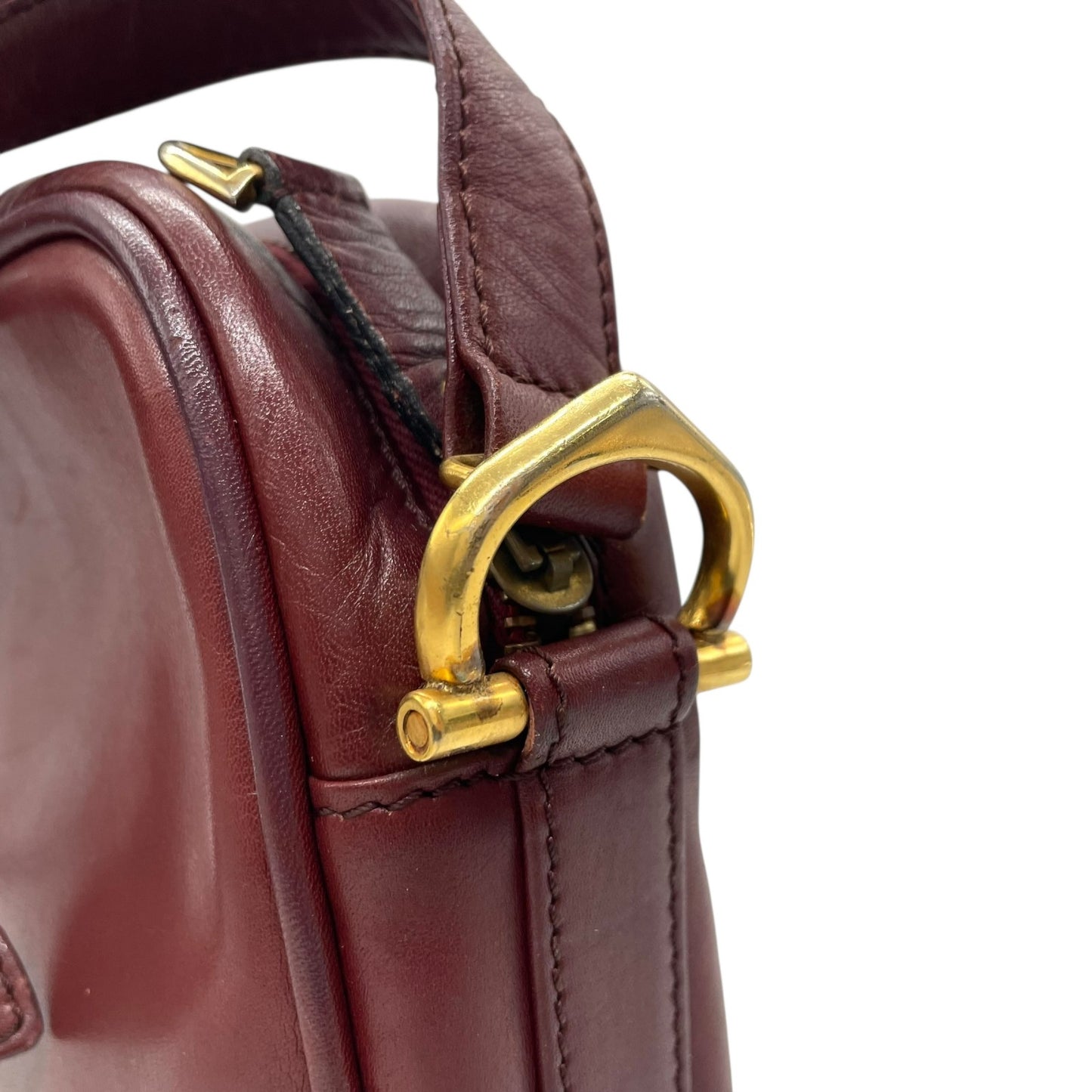 Cartier カルティエ マストライン ショルダーバッグ 赤 ボルドー ワインレッド レザー ゴールド金具 ファスナー開閉 肩掛け可 レディース ヴィンテージ K10