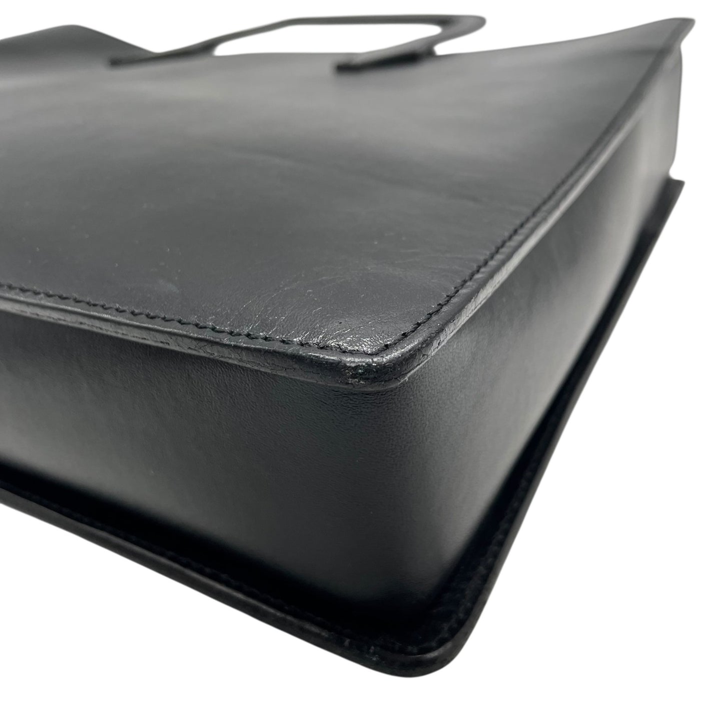 美品 LOEWE ロエベ ハンドバッグ トートバッグ 黒 ブラック レザー シルバー金具 ロゴ型押し 手提げ アナグラム ビジネス メンズ レディース E