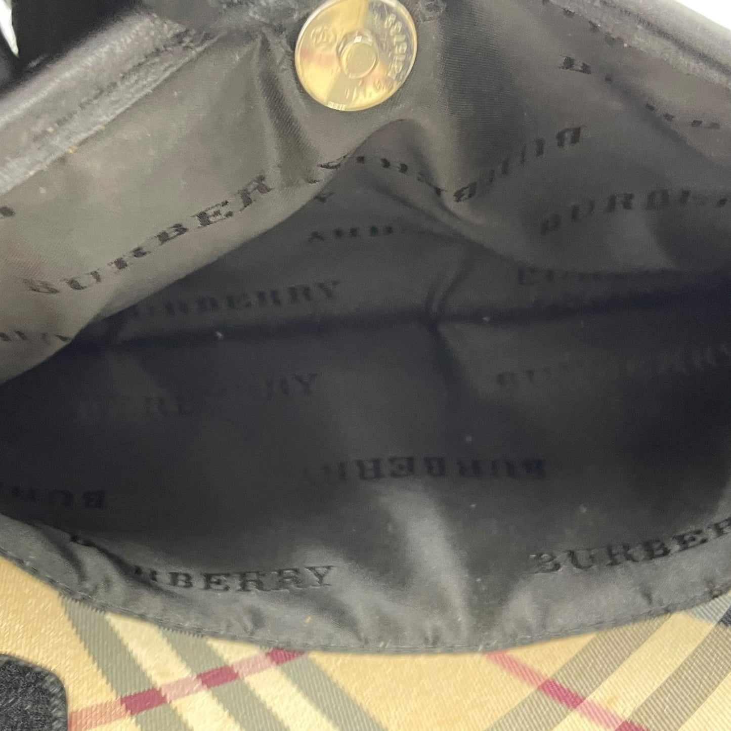 Authentic BURBERRY Check Nylon Leather Tote Bag Black A4 Size