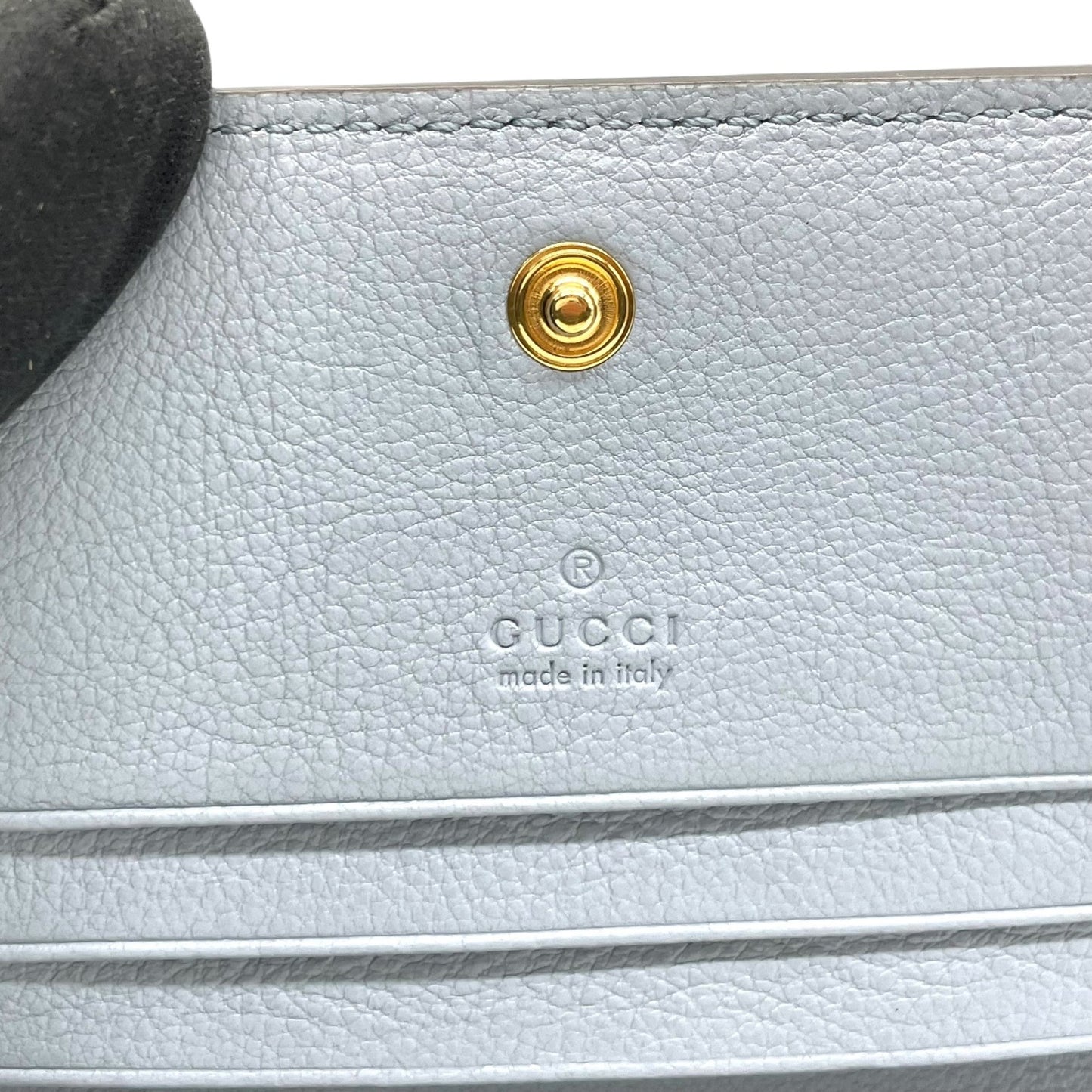 【新品同様】 GUCCI グッチ GGスプリーム アイスクリーム 二つ折り財布 コンパクトウォレット ベージュ×ライトブルー PVC レザー レディース 701489 M2