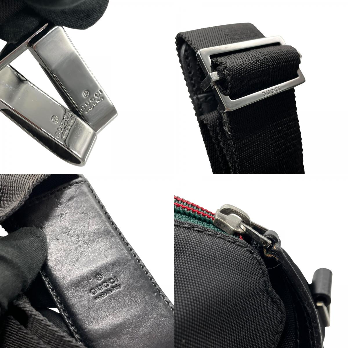 極美品 GUCCI グッチ ボストンバッグ 2WAY ハンドバッグ ブラック 黒 ナイロン 肩掛け 斜め掛け クロスボディ シルバー金具 メンズ レディース ユニセックス トラベルバッグ 大容量 Z4