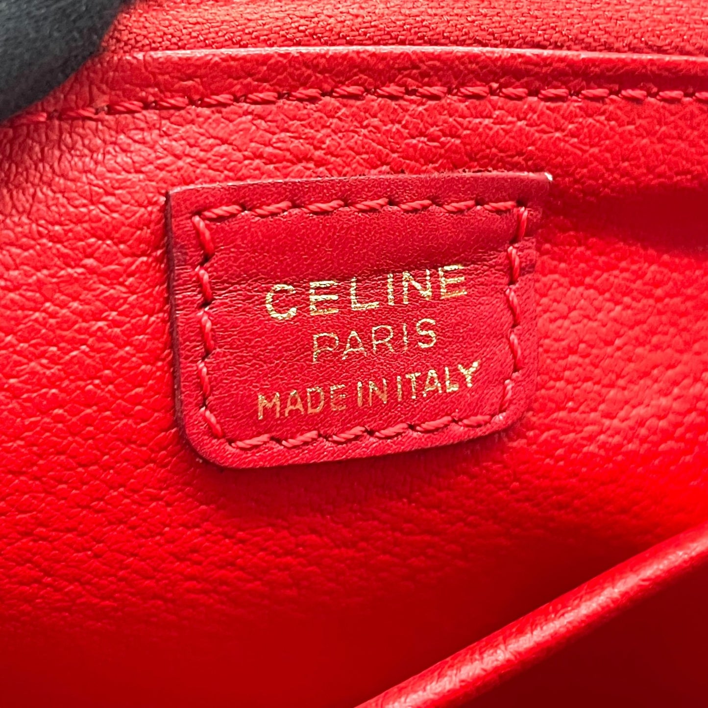 美品 CELINE セリーヌ オールドセリーヌ ポーチ メイクポーチ 化粧ポーチ クラッチバッグ 赤 レッド レザー ゴールド金具 ロゴ ヴィンテージ レディース ヴィンテージ K6