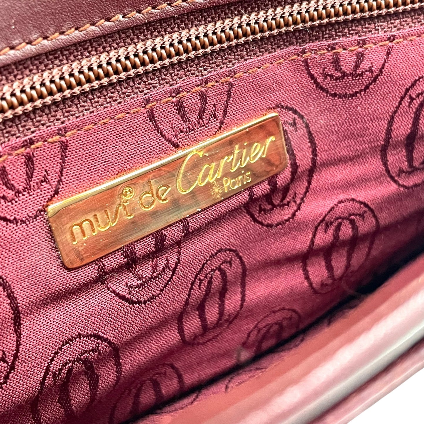 美品 Cartier カルティエ クラッチバッグ マストライン ボルドー レザー ゴールド金具 ギャランティカード付き セカンドバッグ ヴィンテージ メンズ レディース U7
