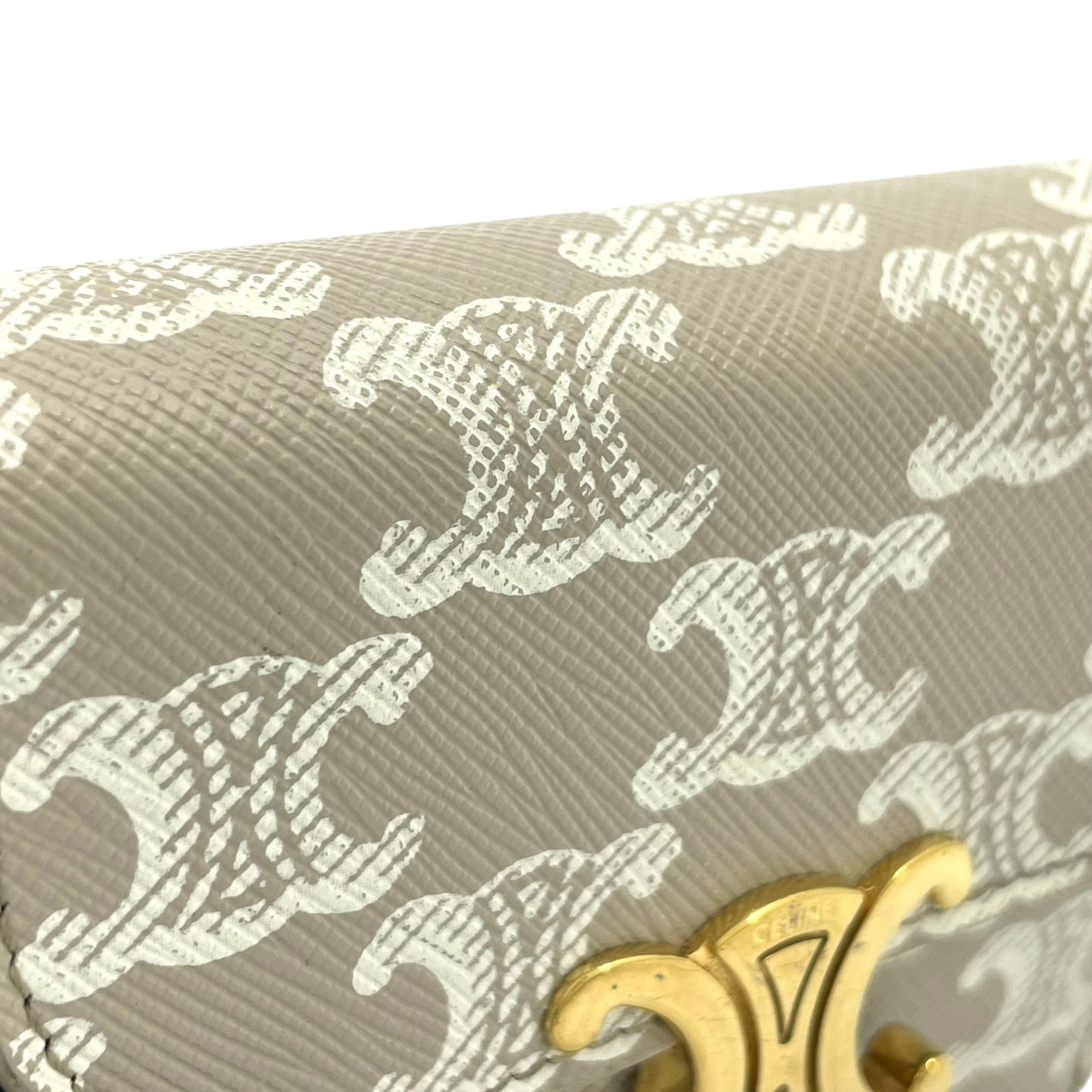 CELINE セリーヌ 三つ折り財布 トリオンフキャンバス PVC スモール コンパクトウォレット ベージュ ホワイト 10D78 レディース メンズ ユニセックス M5