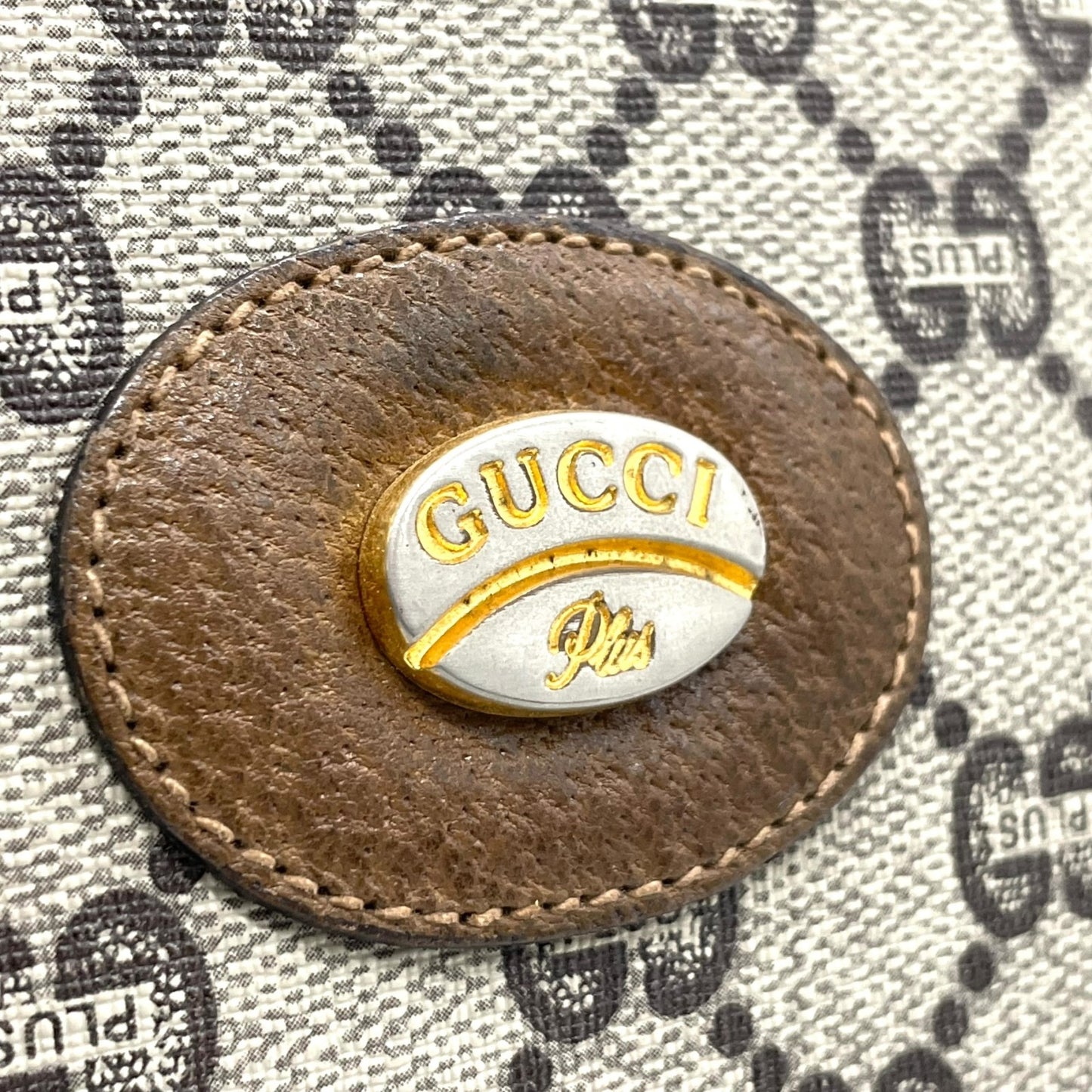 GUCCI グッチ GGプラス グッチプラス クラッチバッグ セカンドバッグ グレー ベージュ PVC レザー ゴールド金具 オールドグッチ ヴィンテージ メンズ レディース K11