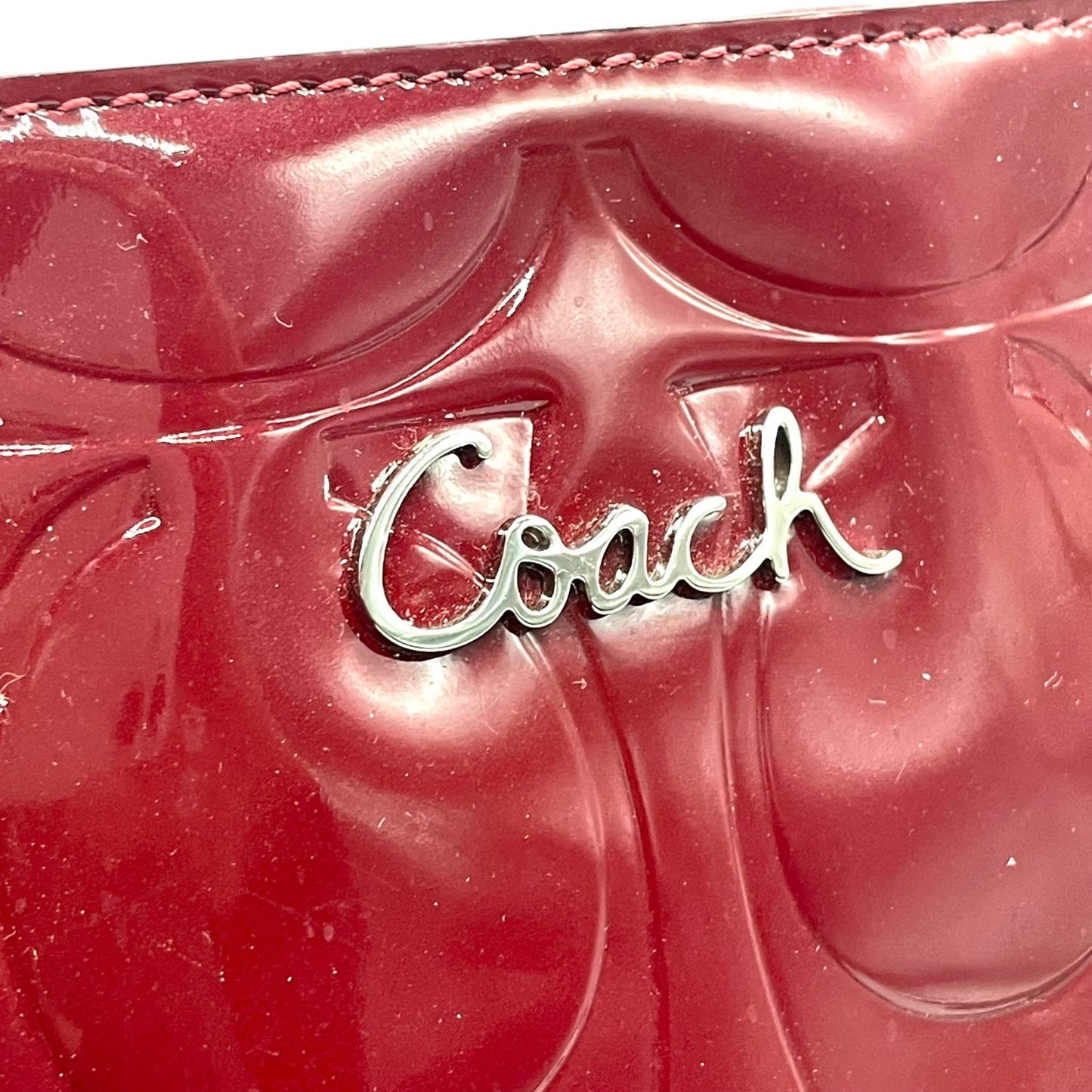 コーチ COACH トートバッグ シグネチャー エナメル レザー ボルドー ワインレッド 赤 レディース 肩掛け可能 S84