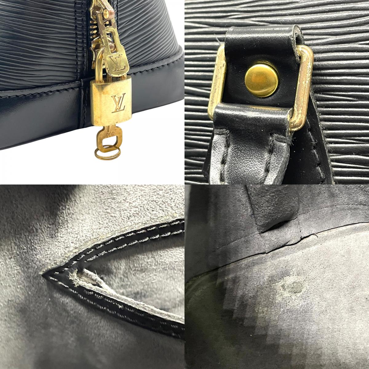 ルイヴィトン LOUIS VUITTON LV エピ アルマ ショルダーバッグ ハンドバッグ ドーム型 パドロック付き 2WAY ノワール ブラック 黒 ゴールド金具 D