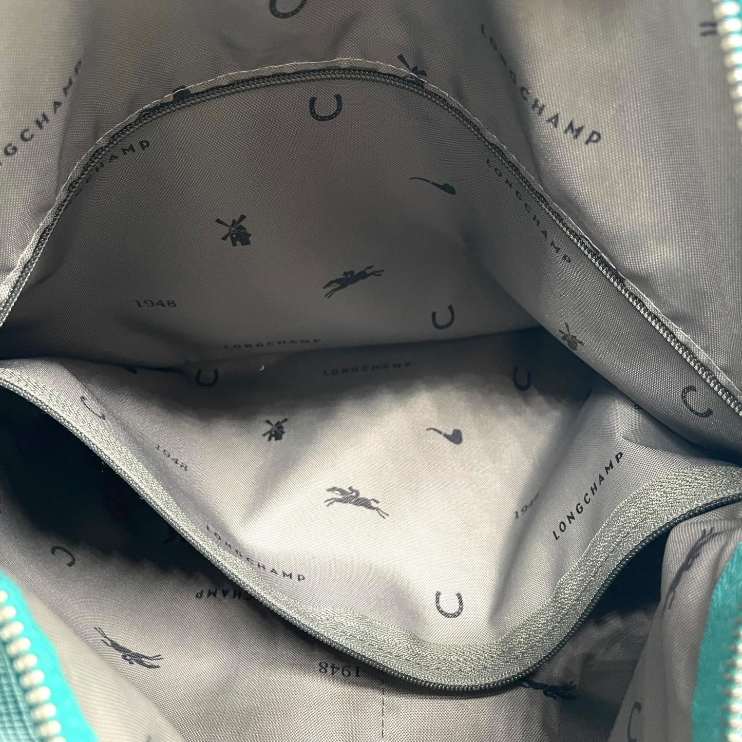 ロンシャン LONGCHAMP クアドリ レザー ホーボーバッグ ショルダーバッグ 水色 ターコイズブルー シルバー金具 U2