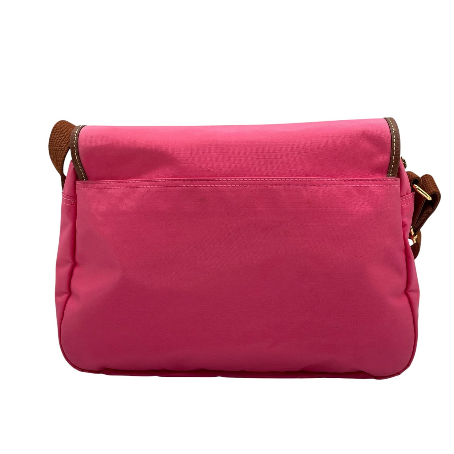 ロンシャン LONGCHAMP ナイロン ショルダーバッグ ピンク ブラウン 茶色 レザー ツインポケット メッセンジャーバッグ ゴールド金具 レディース U2