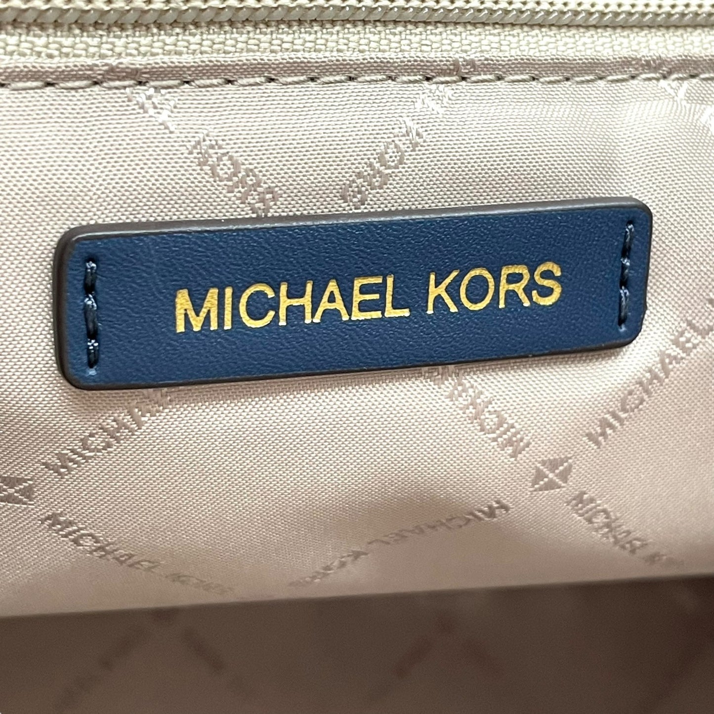 マイケルコース MICHAEL KORS トートバッグ MKロゴ 紺 ネイビー ジャカード 金金具 ゴールド金具 A4収納可 ハンドバッグ A2