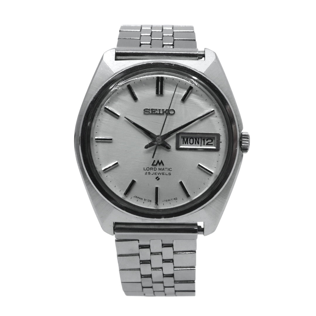 【稼働品】 seiko セイコー ロードマチック 腕時計 5606-7000 自動巻き 25石 デイデイト 絹目文字盤 メンズ アナログ ヴィンテージ 70年代 昭和レトロ アンティークウォッチ クラシックデザイン 日本製 オートマティック G4