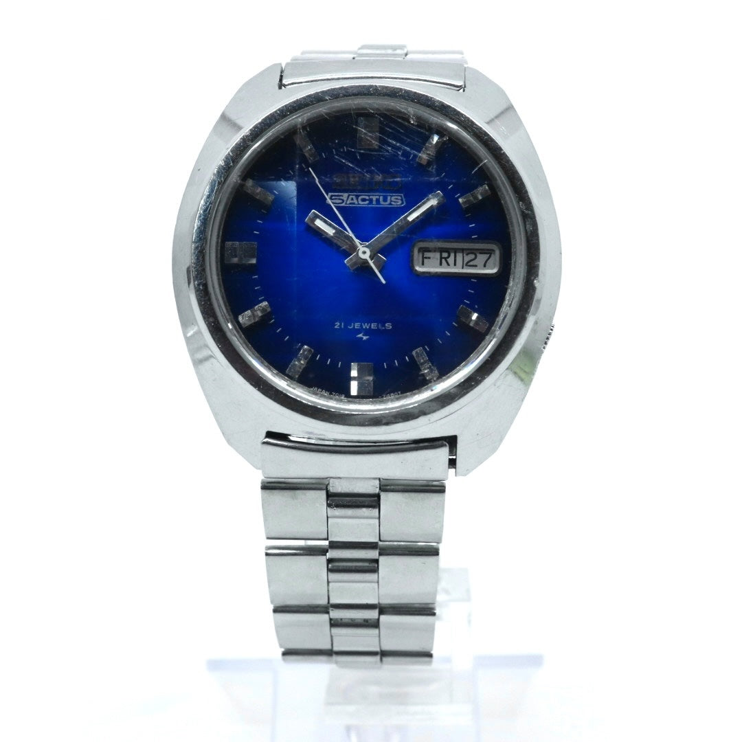 【稼働品】 SEIKO セイコー 5アクタス 腕時計 7019-7350 自動巻き 21石 デイデイト ブルーダイヤル メンズ アナログ ヴィンテージ 70年代 昭和レトロ 日本製 アンティークウォッチ クラシックデザイン クリーニング済み G4