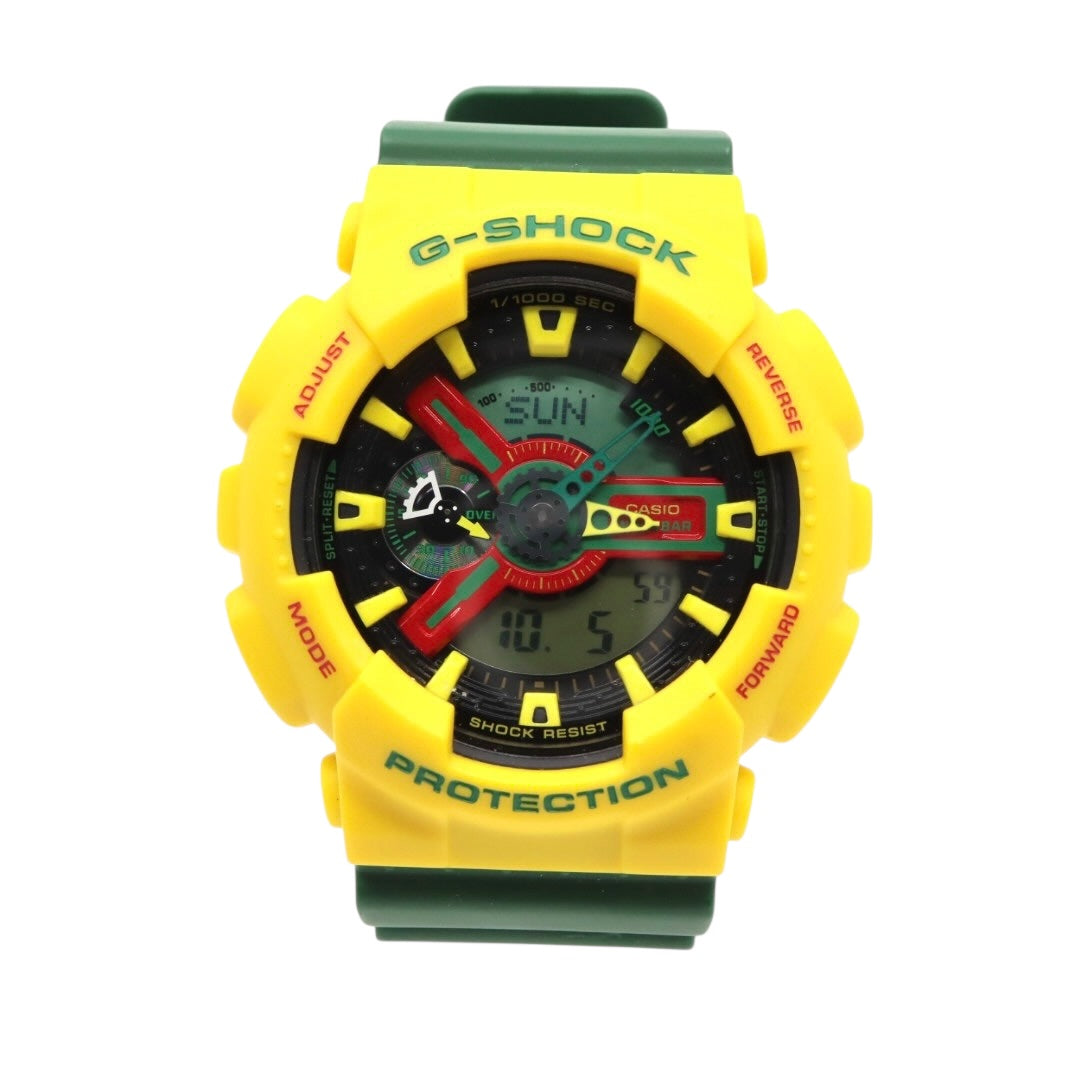 【未使用級/電池交換済】カシオ G-SHOCK GA-110RF ラスタファリアン 腕時計 メンズ アナデジ イエロー グリーン レッド ラスタカラー 20気圧防水 耐磁 JIS1種 耐衝撃構造 ストリート カジュアル ビッグケース クリーニング済み G5