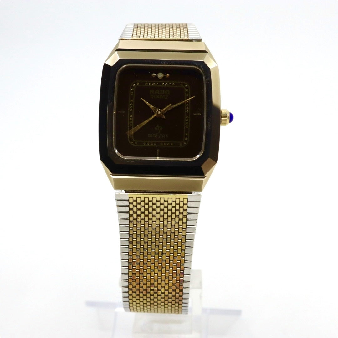 【美品/電池交換済】ラドー 腕時計 110.9509.3 レディース クオーツ ゴールド ブラウン文字盤 スクエア ヴィンテージ アナログ ドレスウォッチ アンティーク クラシックデザイン エレガント メッシュブレス クリーニング済み G1