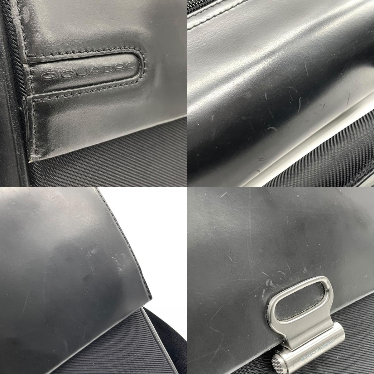 ピクアドロ Piquadro ビジネスバッグ ショルダーバッグ ナイロン×レザー 黒 ブラック メンズ 通勤 2WAY イタリア製 E