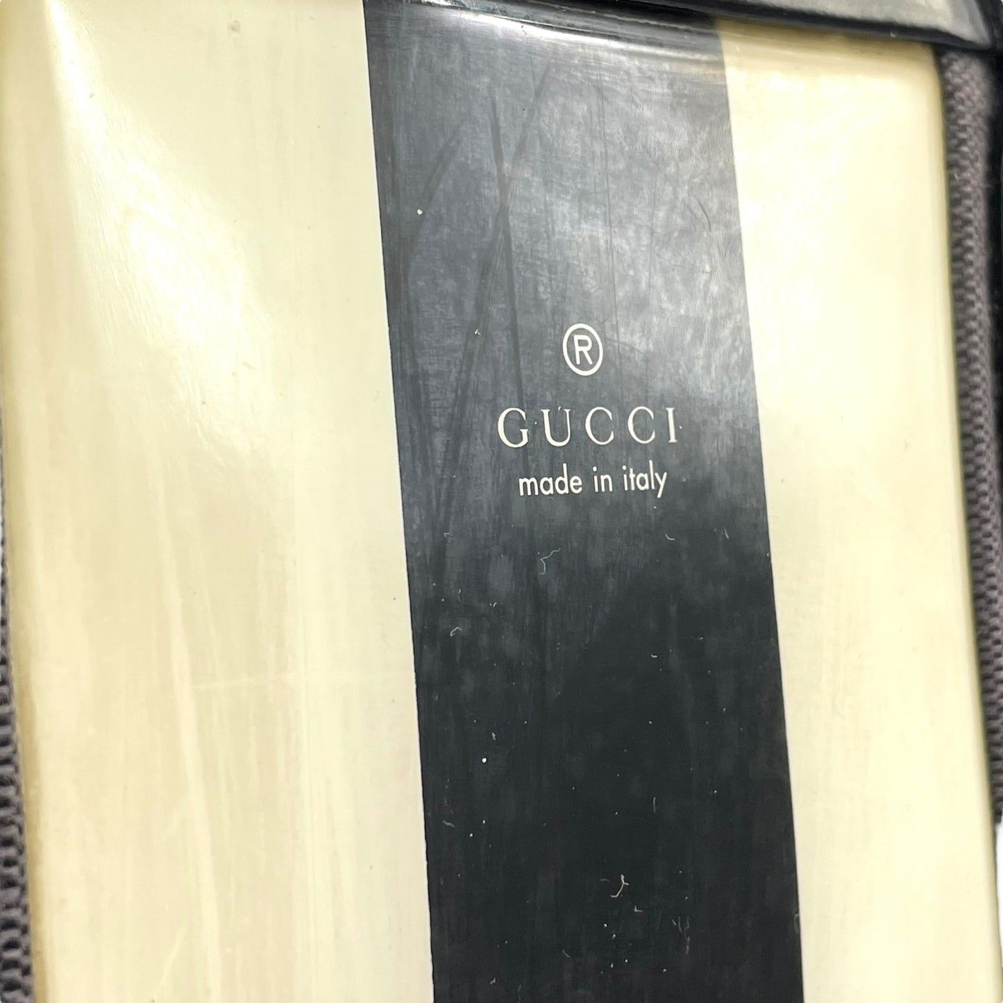 グッチ GUCCI トートバッグ ハンドバッグ ネイビー ブラック キャンバス パテントレザー 手提げ メンズ ゴールド金具 ストライプ E