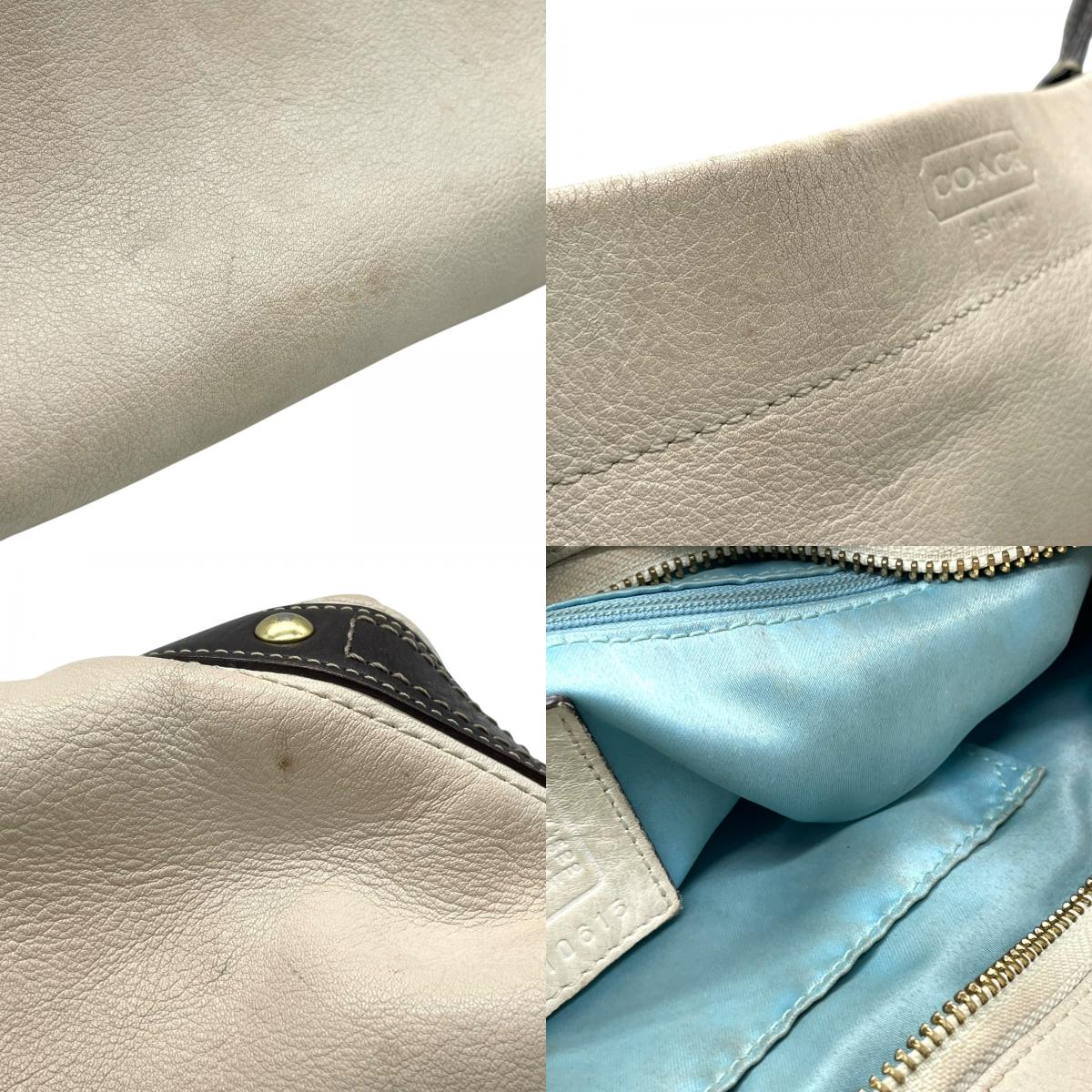 COACH コーチ カーリー ショルダーバッグ ワンショルダー セミショルダー ハンドバッグ レザー アイボリー ブラウン 茶 ゴールド金具 10615 ターンロック ベルト 肩掛け可 レディース T4