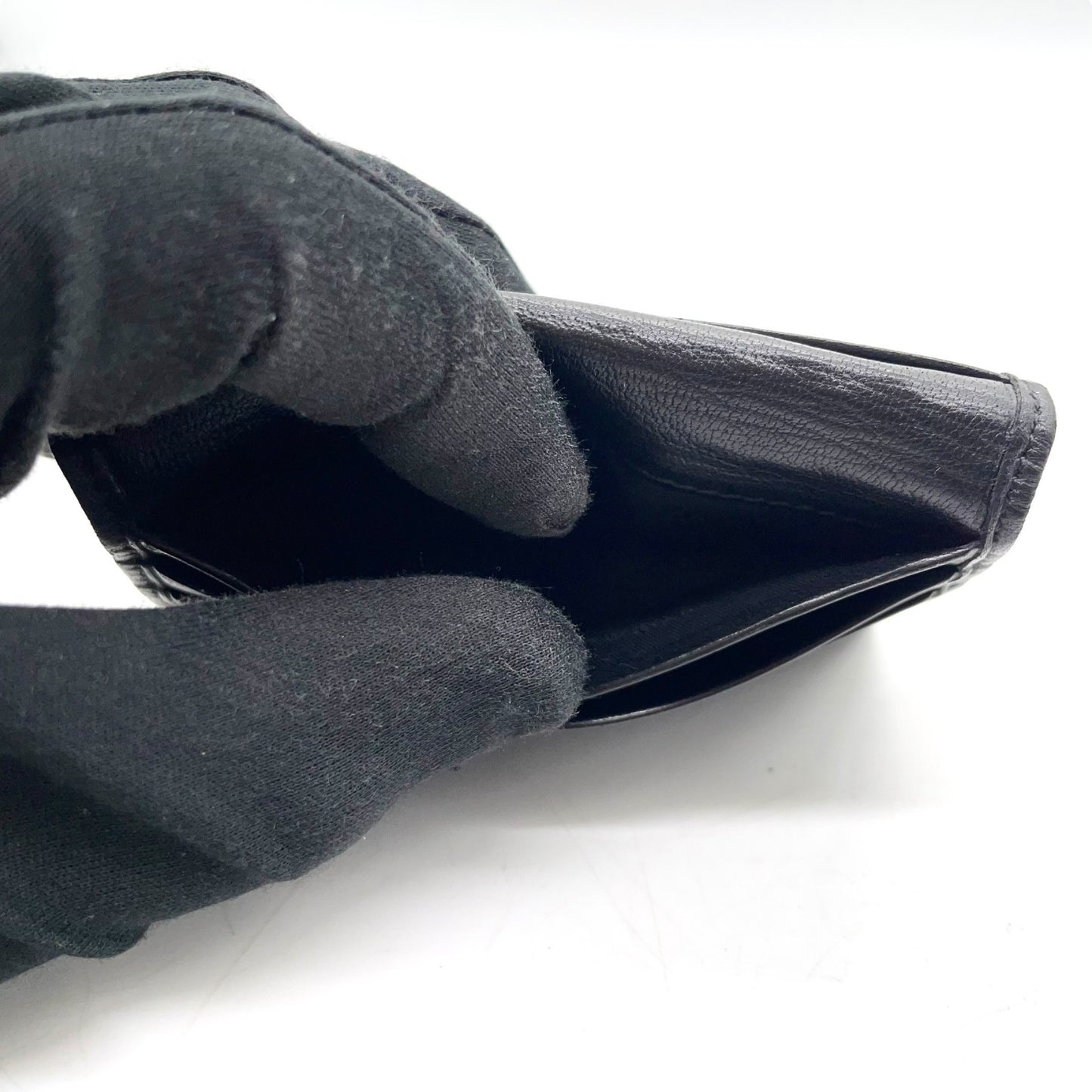 ロエベ LOEWE アナグラム レザー 二つ折り財布 黒 ブラック コンパクトウォレット メンズ レディース ヴィンテージ W4