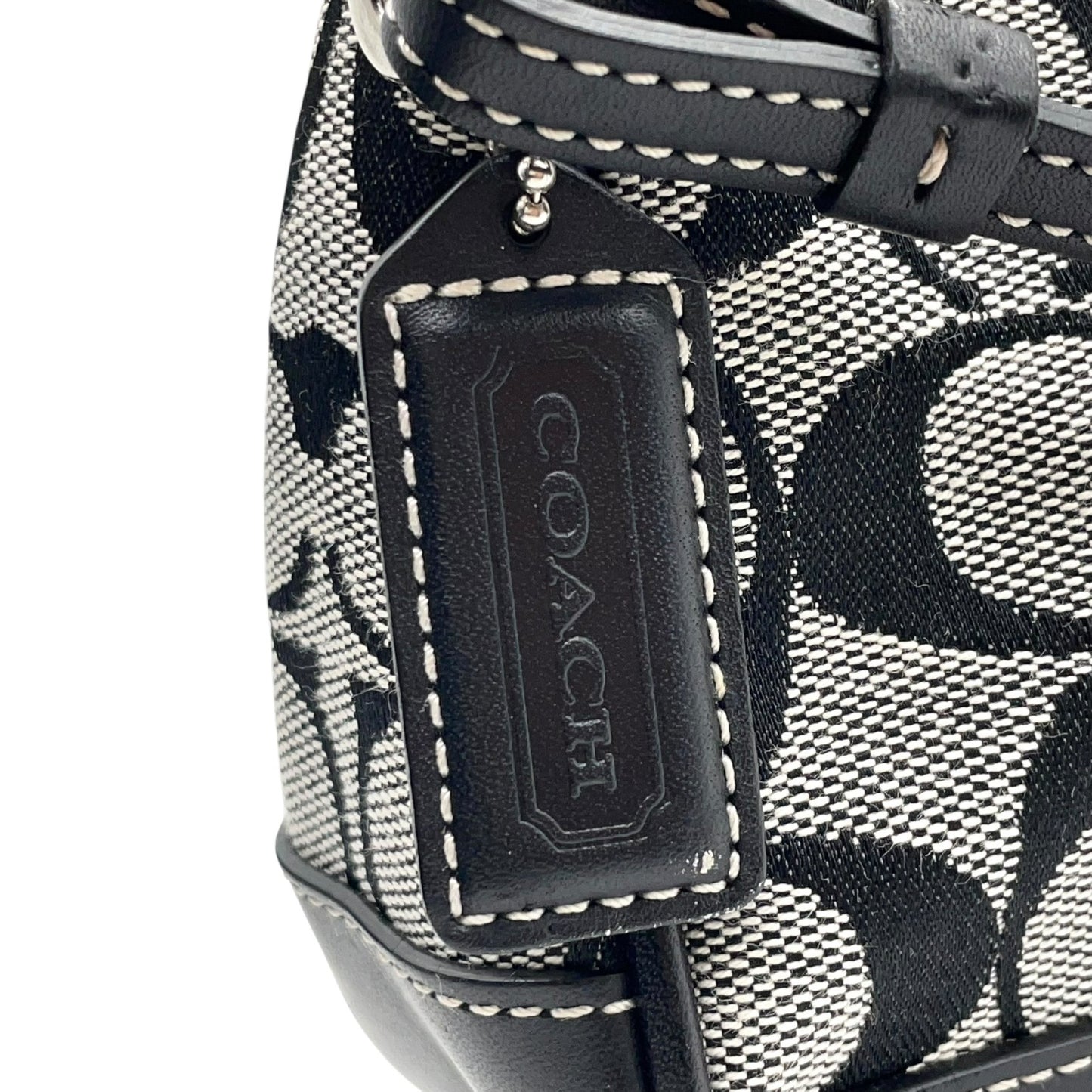 コーチ COACH シグネチャー ワンショルダー ホーボー バッグ 6094 ブラック 黒 グレー キャンバス レザー ロゴ金具 レディース U17