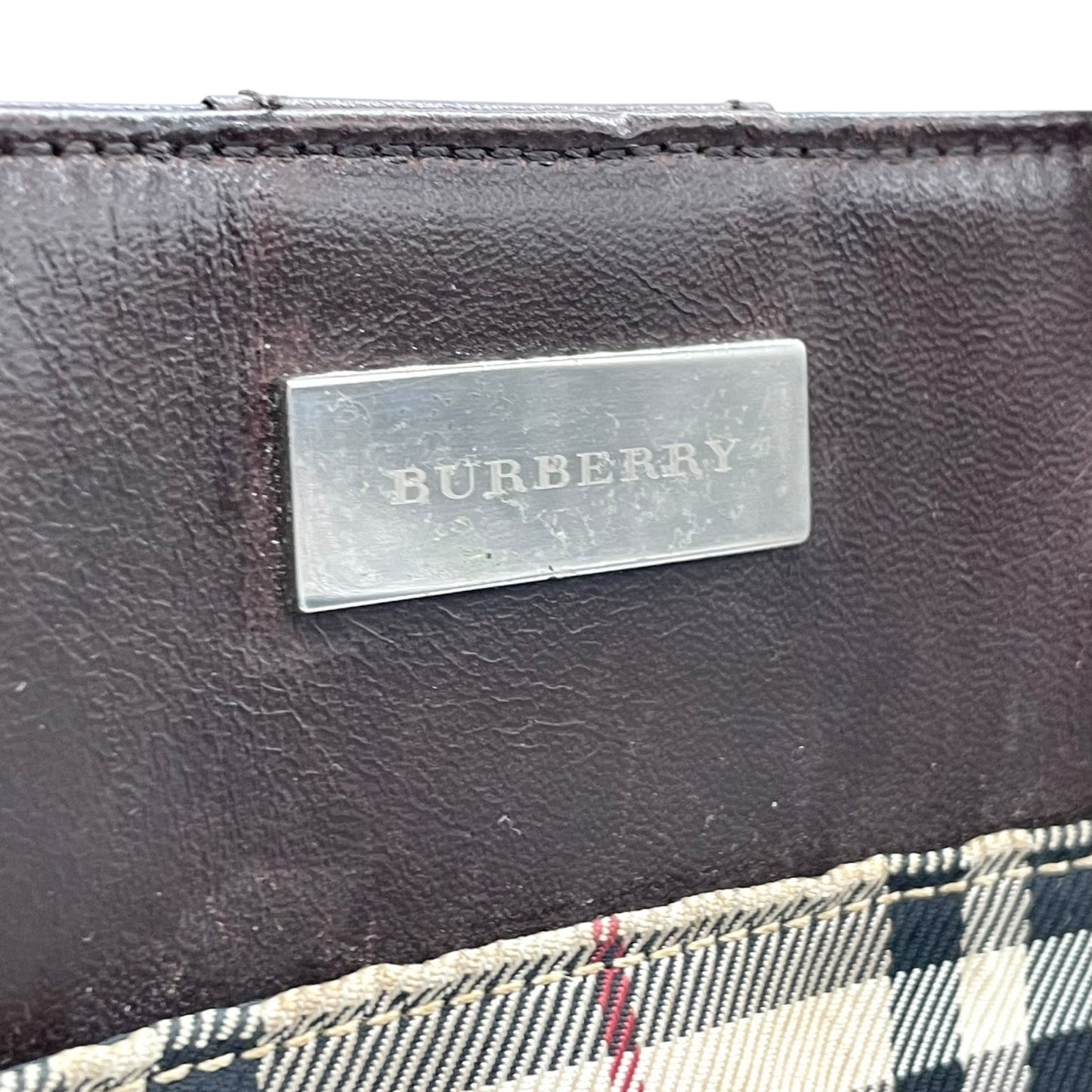 バーバリー BURBERRY ノバチェック ハンドバッグ トートバッグ スクエアトート ベージュ ブラウン 茶 チェック柄 キャンバス レザー シルバー金具 ロゴ レディース メンズ K7