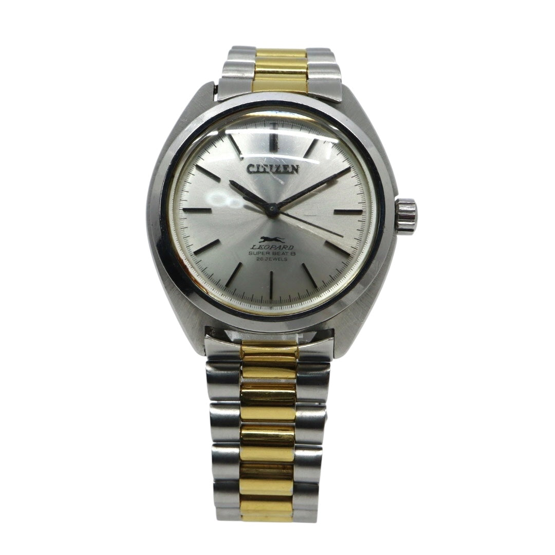 シチズン CITIZEN レオパード スーパー ビート8 自動巻き 腕時計 ヴィンテージ 1970年代 ステンレススチール シルバー×ゴールド 自動巻き 26石 メンズ G5