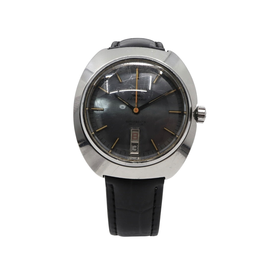 シチズン CITIZEN レオパード スーパー ビート8 自動巻き 腕時計 Ref.4-720431 1970年代 ステンレススチール ブルー×ゴールド レザー 23石 メンズ G4