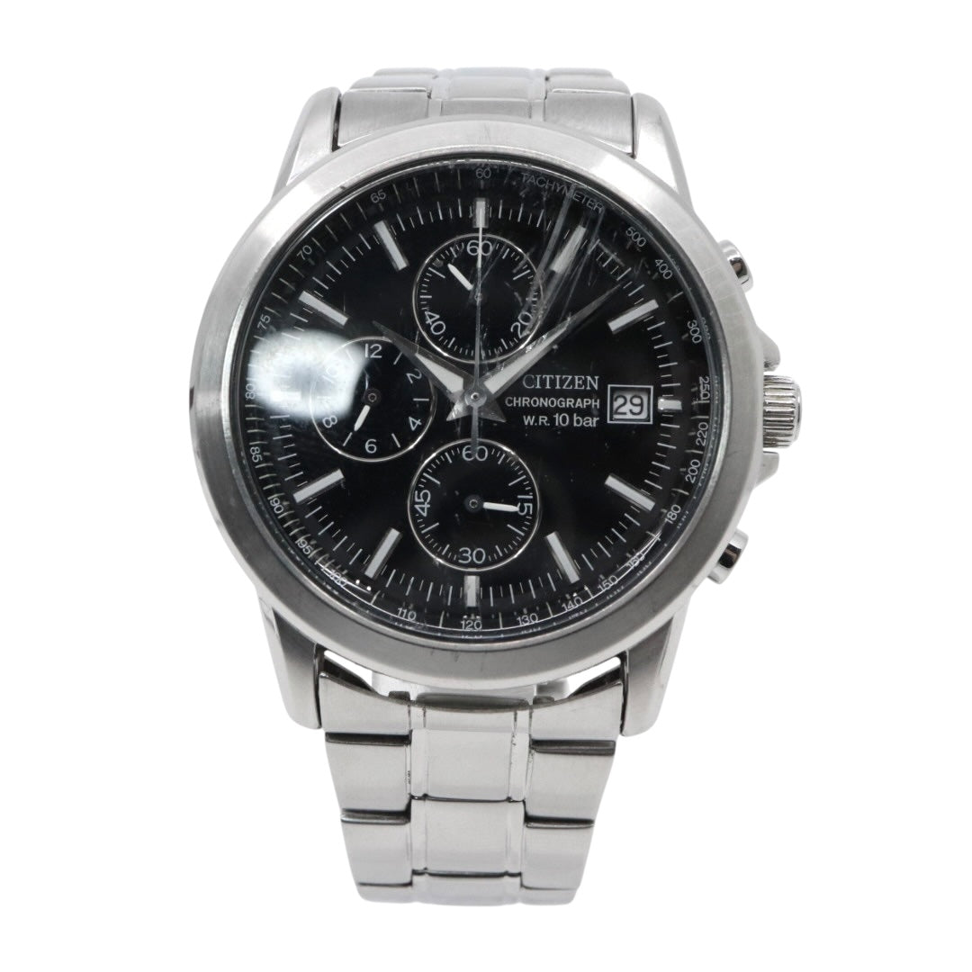 citizen シチズン クオーツ クロノグラフ 腕時計 0510-K002320 ブラック文字盤 ステンレススチール 10気圧防水 メンズ G8