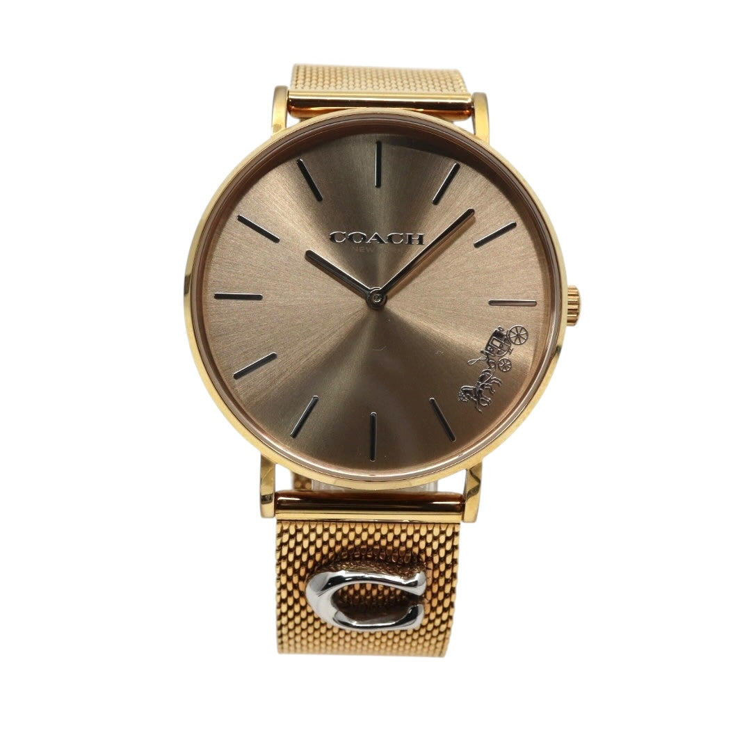コーチ COACH 腕時計 レディース クォーツ ペリー Perry ゴールド メッシュベルト CA.120.7.34.1710 アナログ ウォッチ ホースアンドキャリッジ 馬車ロゴ エレガント 上品 モダン クラシック 美品 ほぼ新品 希少 G10